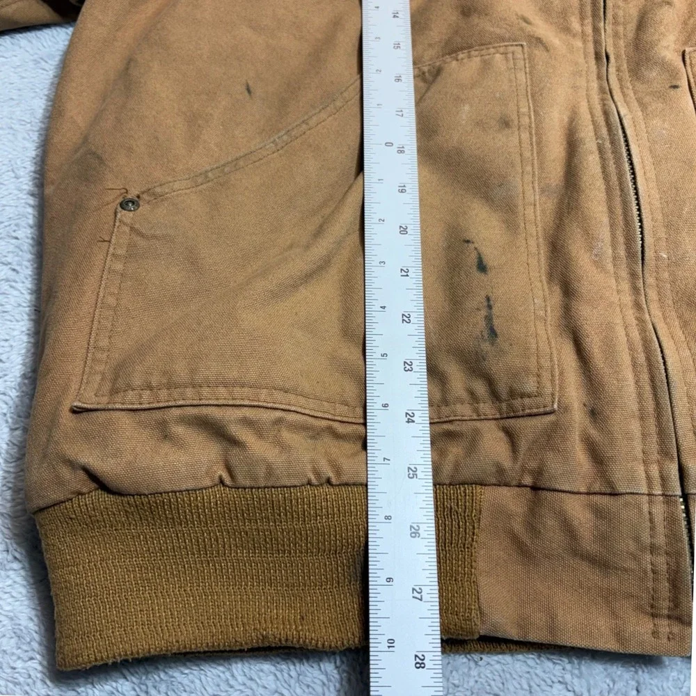 Old Mill Work Jacket Mens XL Brown Cotton Canvas Hooded Insulated Full Zip Heavy
